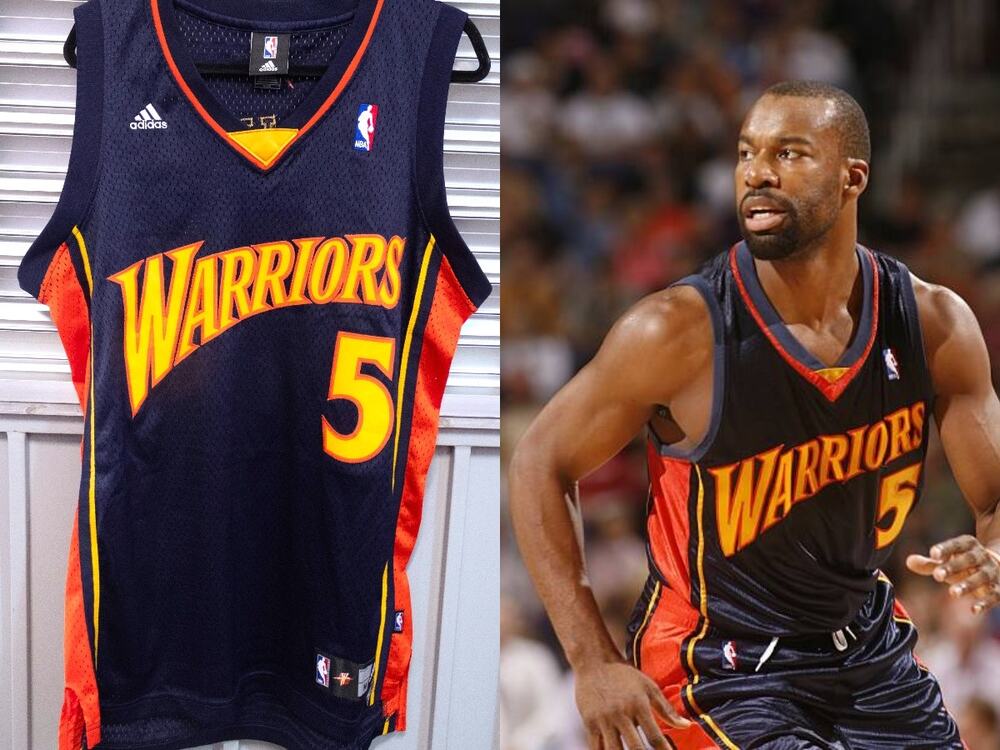 Baron DAVIS #5 Golden State Warriors 2000s ADIDAS Swingman jersey M navy NBA vtg